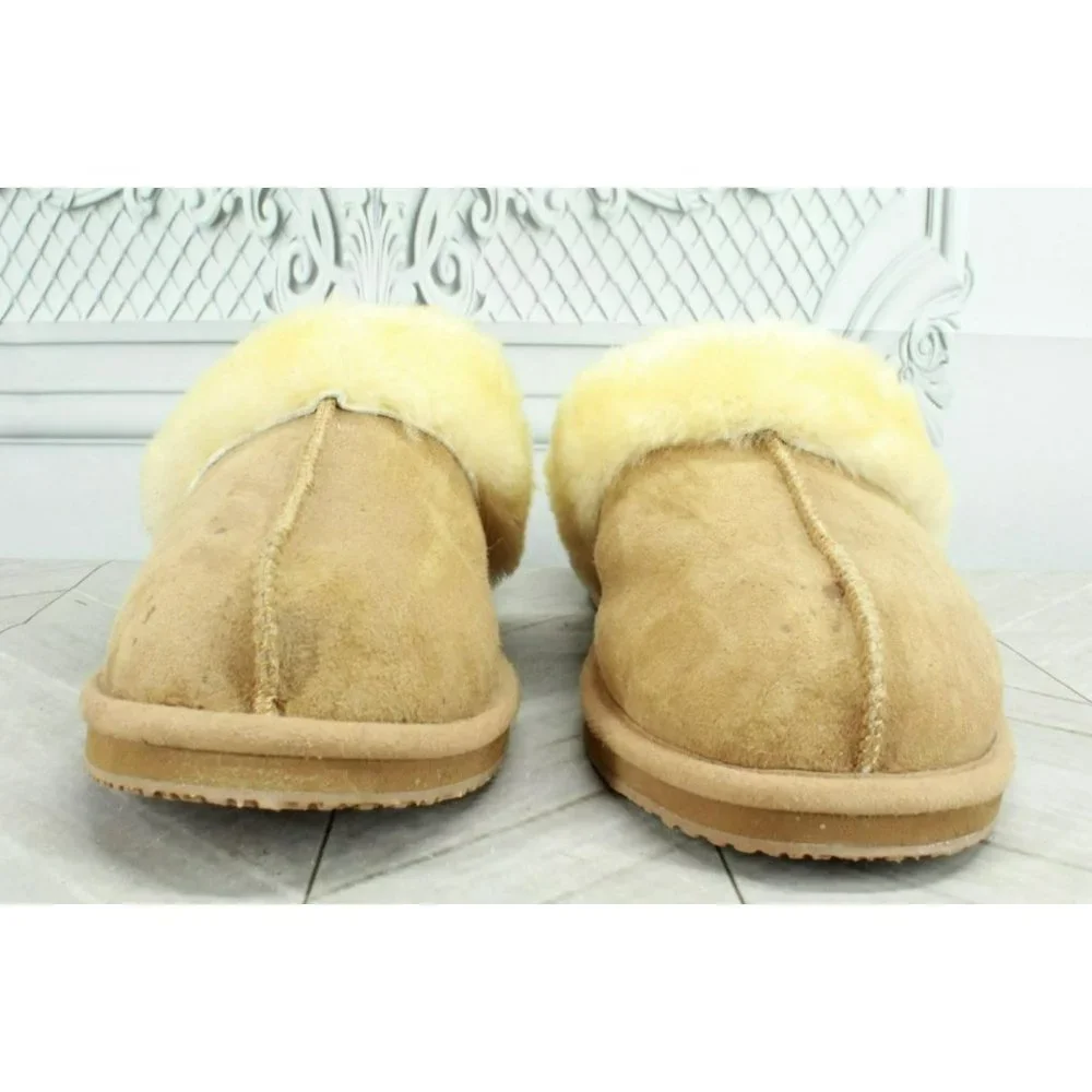 LL Bean Brown Suede Slip On Shearling Lined Clogs Slippers Size 9 M - Picture 4 of 10